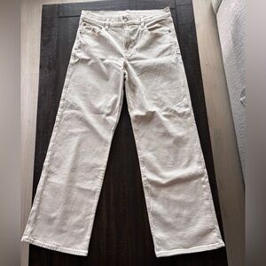 American Eagle Outfitters Cream Straight-Leg Stovepipe Jeans